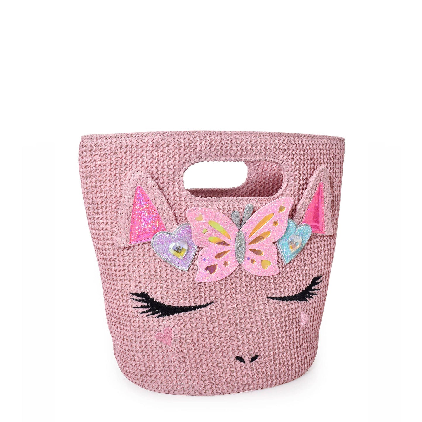Miss Gwen Unicorn Pink Straw Top-Handle Mini Tote Bag