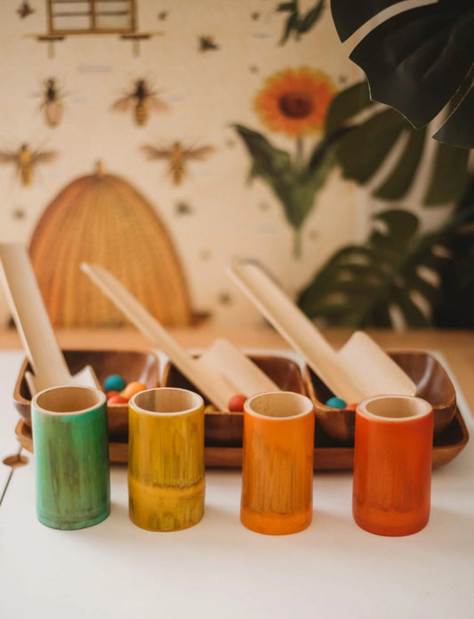 Rainbow Bamboo Sorting Tubes Set of 6