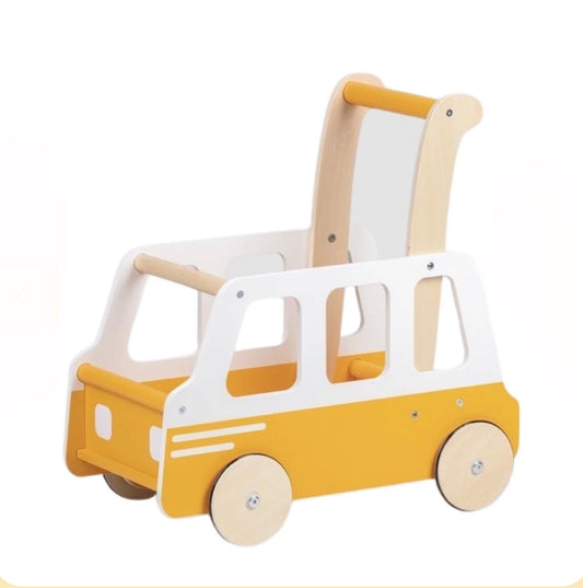 School Bus Wooden Push Toy
