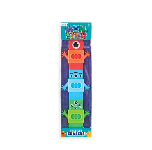3 Pack Monster Erasers