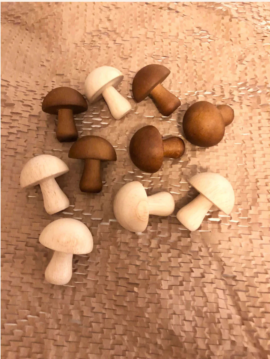 Set of 10 Wooden Mushrooms