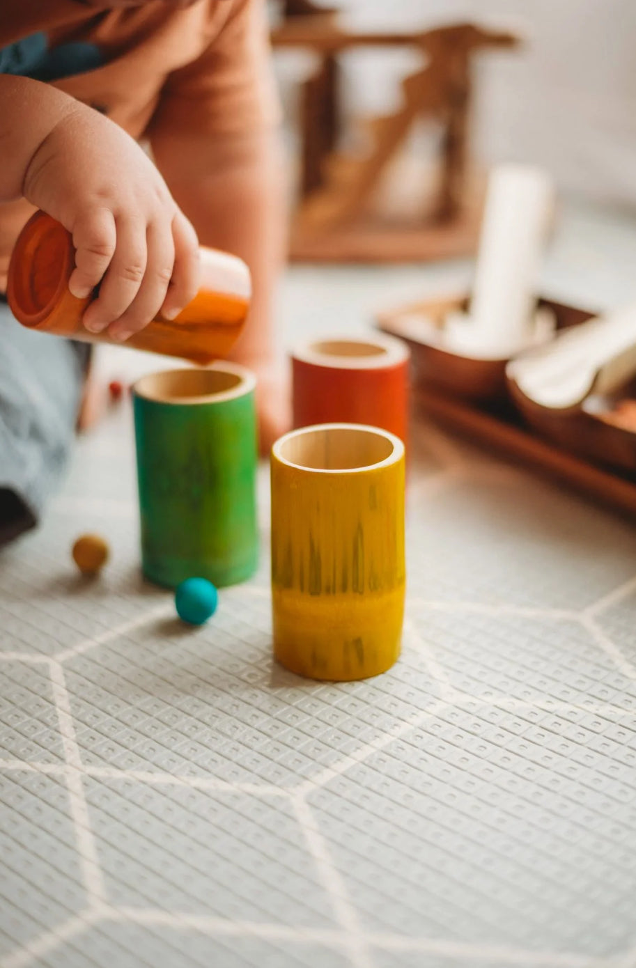 Rainbow Bamboo Sorting Tubes Set of 6