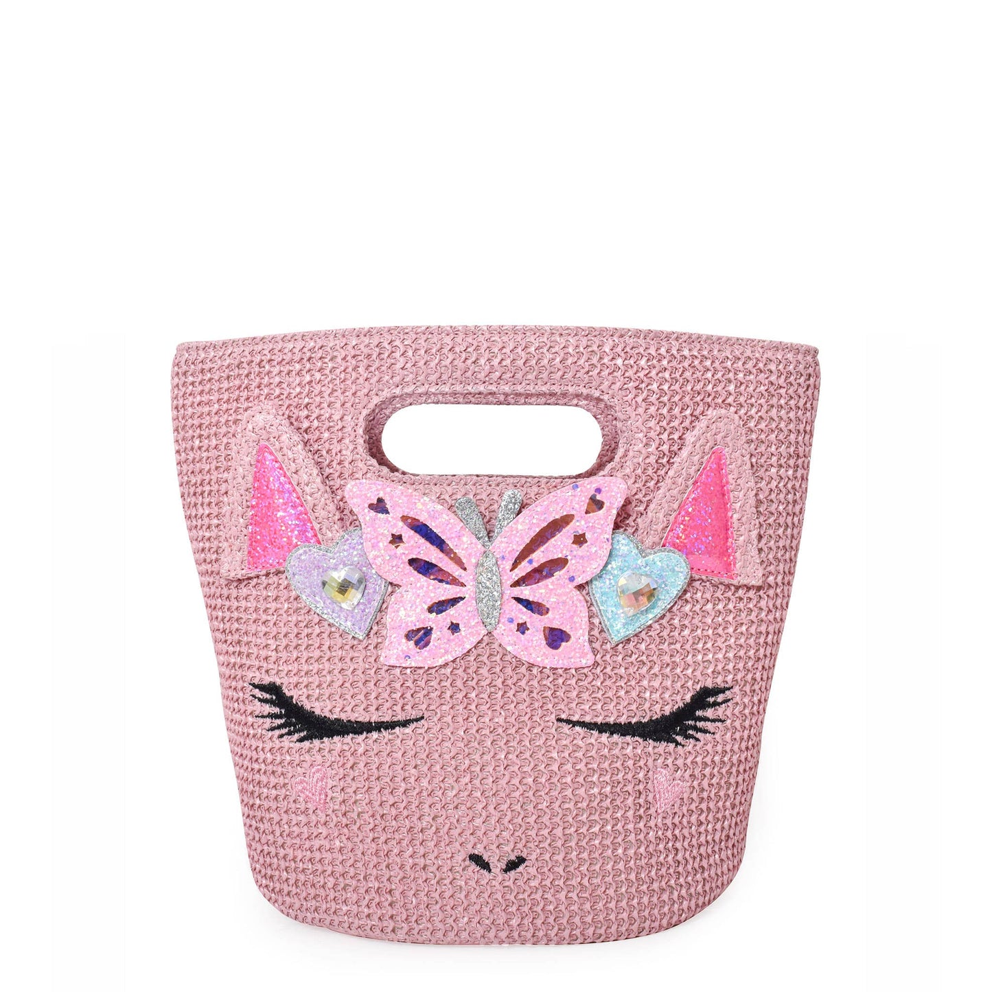 Miss Gwen Unicorn Pink Straw Top-Handle Mini Tote Bag